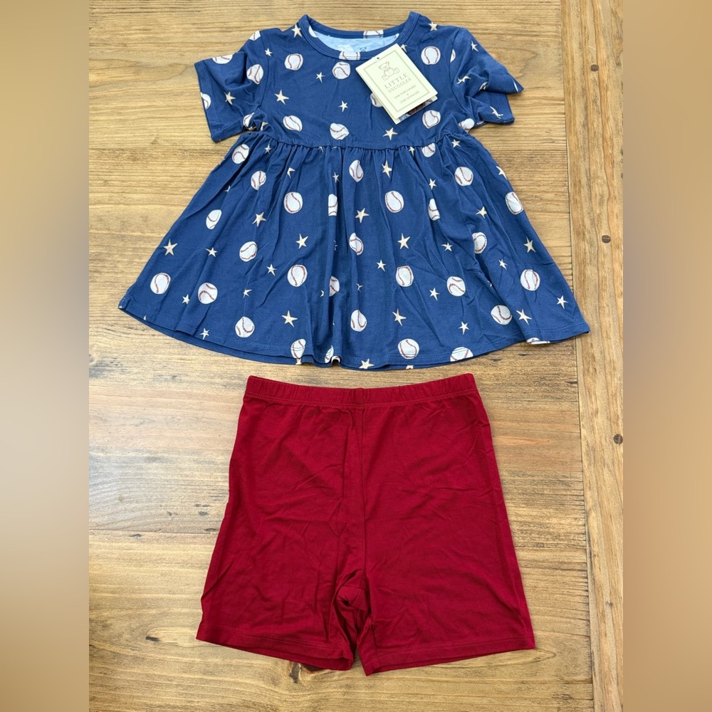 NWT Little Snuggles Bamboo Girls Baseball 2-Piece Set